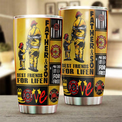 Firefighter Father And Son Tumbler-Birthday Christmas Gift Father'S Day Gift For Step Dad From Daughter