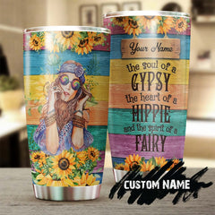 Gypsy Soul Hippie Heart Fairy Spirit Sunflower Personalized Tumbler-Boho Tumbler-Gypsy Gift Bohemian Gift Hippie Gift For Her Hippie Friend