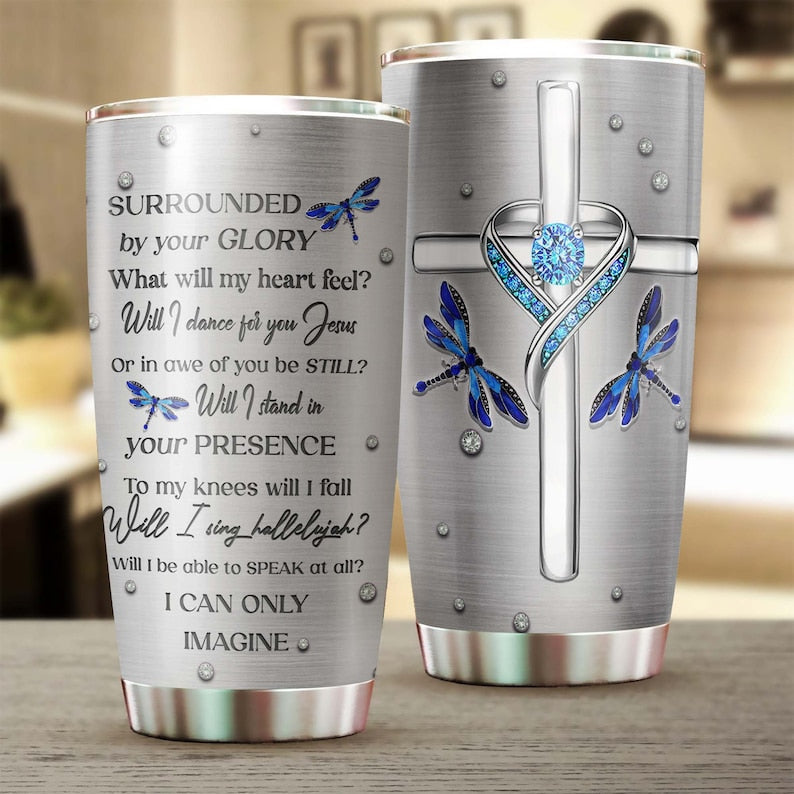 Dragonfly I Can Only Imagine Faith Jewelry Tumbler-Birthday Christmas Gift For Jesus Lover Christians