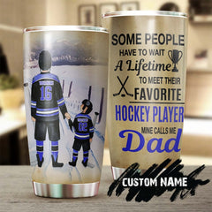 Daddy And Son Favorite Hockey Player Personalized Tumbler-Birthday Christmas Father'S Day Gift For Softball Dad From Ice Hockey Son