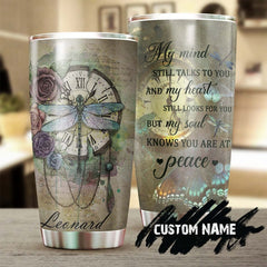 Dragonfly Those We Love Do Not Go Away They Walk Beside Us Clock Vintage Personalized Tumbler-Birthday Gift Christmas Gift Memorial Gift