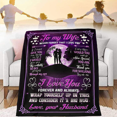 To My Wife Blanket - Anniversary Blanket Gift For Her Wife Birthday Gifts From Husband Romantic Present Valentines Day Throw Blankets