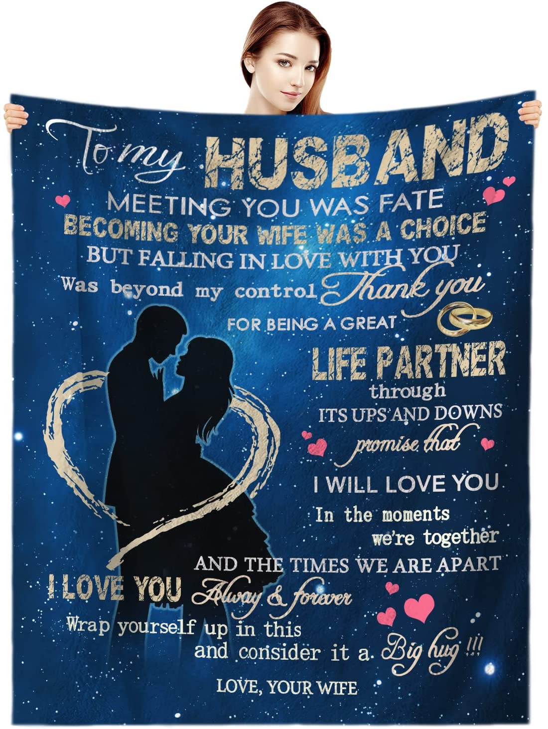 To My Husband Gifts From Wife - Love And Kisses Your Wife Blanket Fathers Day Blanket Blankets For Bedding Sofa And Travel