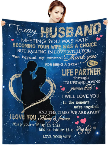 To My Husband Gifts From Wife - Love And Kisses Your Wife Blanket Fathers Day Blanket Blankets For Bedding Sofa And Travel