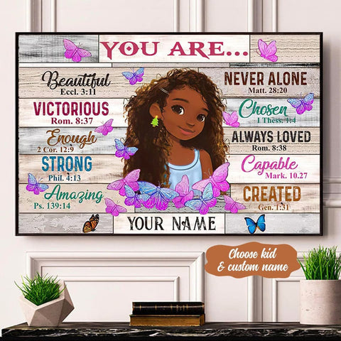 Birthday Gift For Black Girl You Are Beautiful Black Teenage Canvas, Birthday Christmas Anniversary Graduation Gift For Black Girl