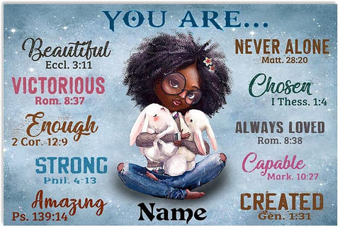 Personalized Black Girl Canvas, Custom Name Canvas, Black Girl You Are Beautiful Black Teenage Canvas