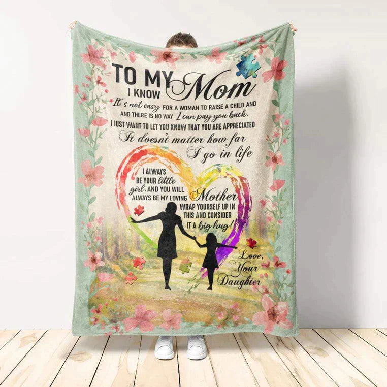 Colorful Heart Mom And Daughter Fleece Sherpa Blanket, Mother's Day Custom Gift From Daughter Son Kid - Remember Our Embrace