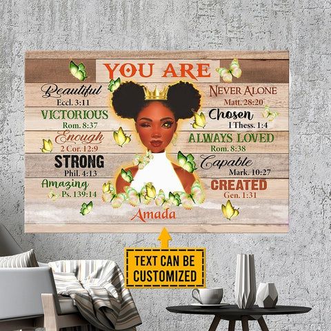 Afro Black Girl Canvas Africian Woman Wall Art American Teenage Girl Wall Decor African American Canvas Artwork Lovely Black Girls Personalized Canvas