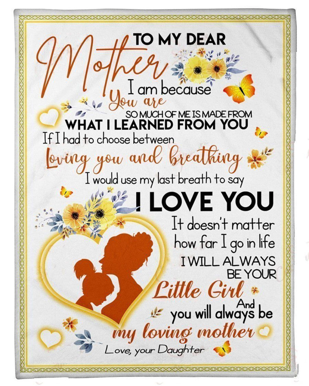 Yellow Heart Of Mother And Daughter Fleece Sherpa Blanket, Mother's Day Custom Gift From Daughter - I Will Always Be Your Little Girl