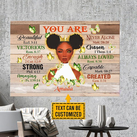 Personalized Black Girl Canvas, Custom Name Canvas, Black Girl You Are Beautiful Black Teenage Canvas