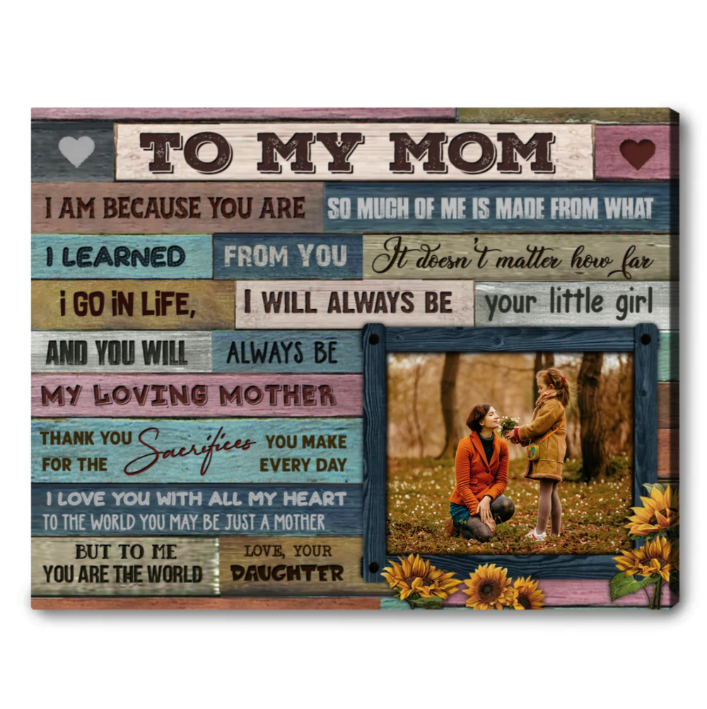 To My Mom Canvas Wall Art, Mother's Day Gift, From Daughter Son, Home Wall Decoration