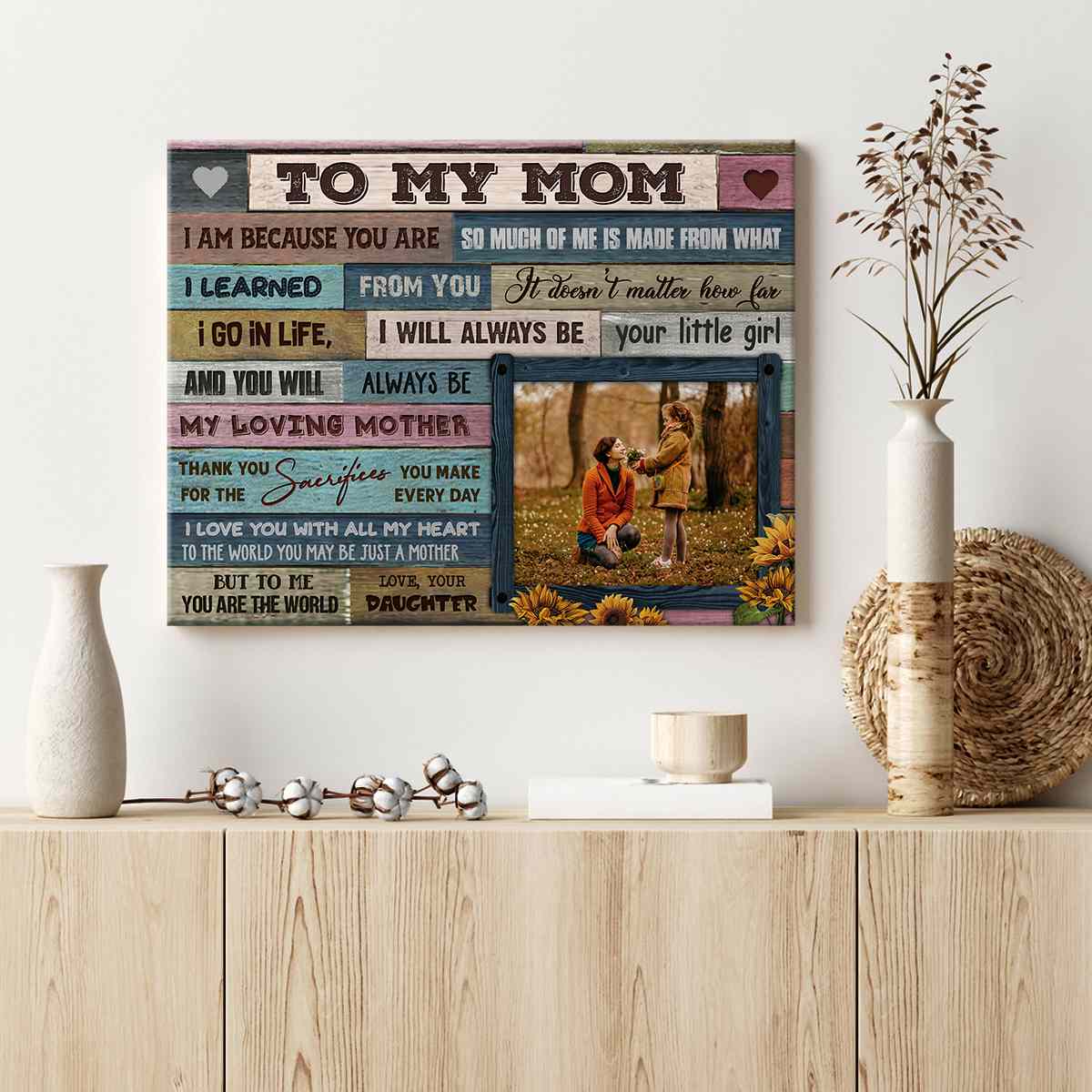 To My Mom Canvas Wall Art, Mother's Day Gift, From Daughter Son, Home Wall Decoration