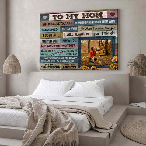 To My Mom Canvas Wall Art, Mother's Day Gift, From Daughter Son, Home Wall Decoration