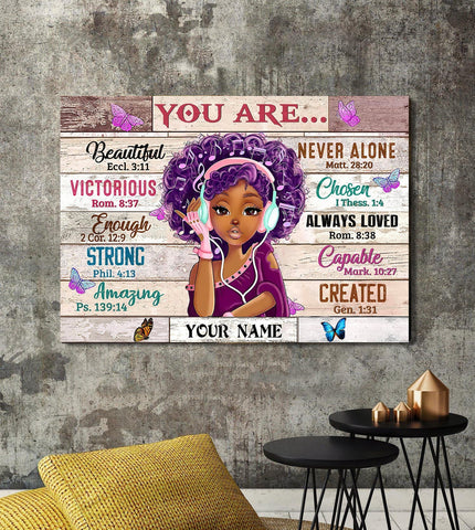 Birthday Gift For Black Girl You Are Beautiful Black Teenage Canvas, Birthday Christmas Anniversary Graduation Gift For Black Girl