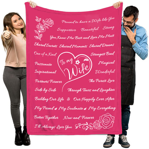 Wife Gift Blanket - I Love You Gifts For Her - Romantic Valentines Day Gifts For Wife Anniversary - Wife Birthday Gifts From Husband For Mothers Day Or Christmas