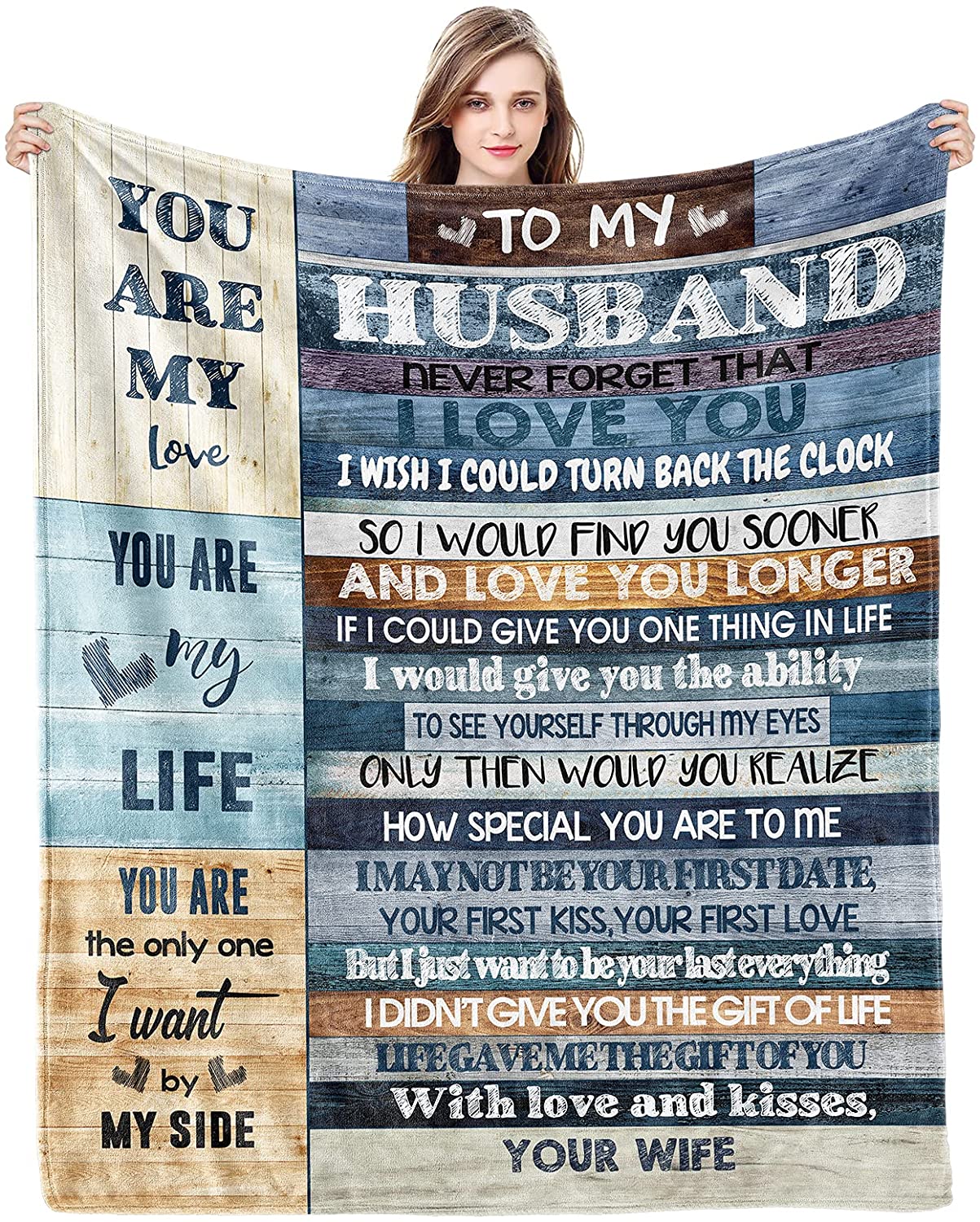 To My Husband Gifts From Wife - Love And Kisses Your Wife Blanket Fathers Day Blanket Blankets For Bedding Sofa And Travel