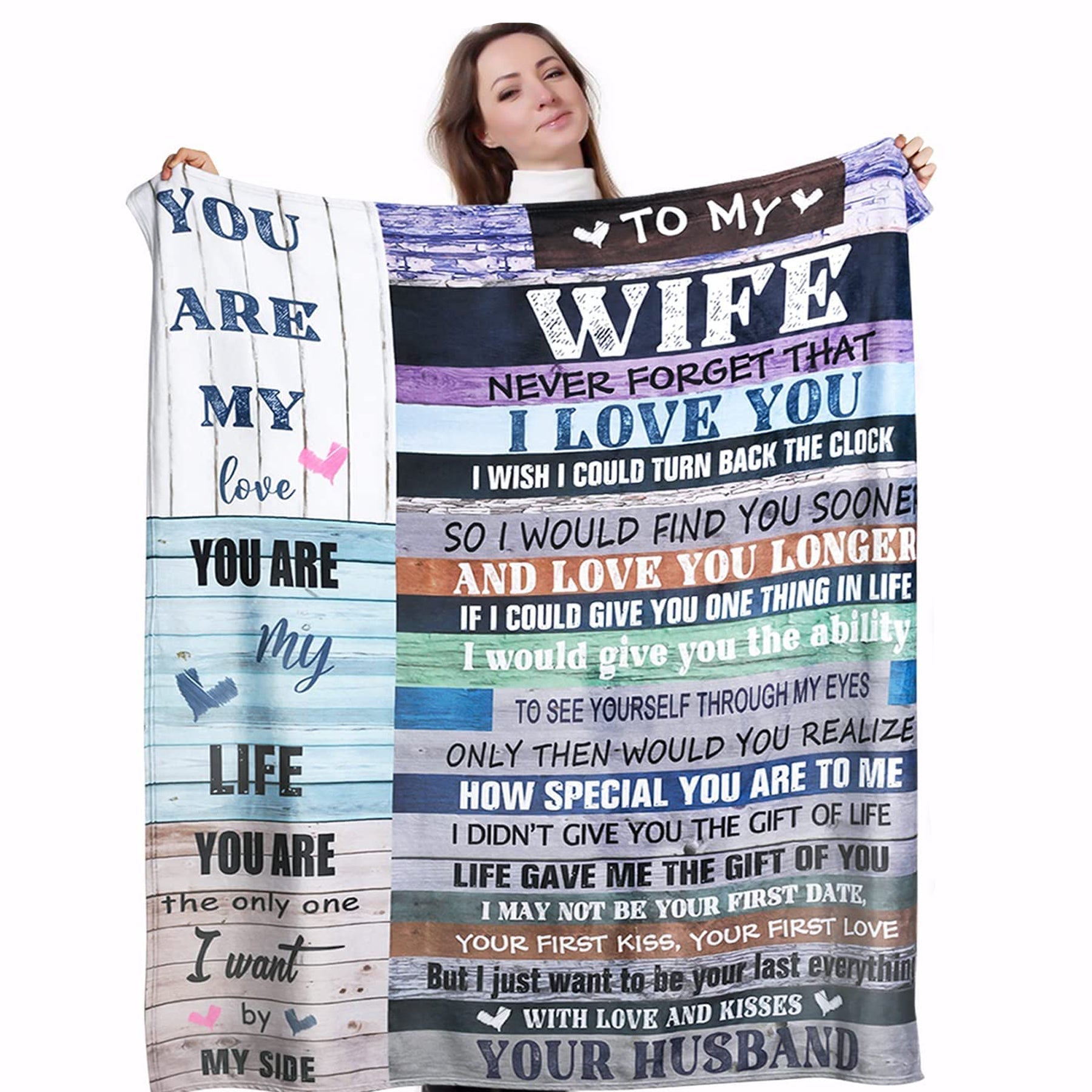 To My Wife Blanket Gifts From Husband Never Forget That I Love You, Throw Blankets Ideas For Birthday Christmas Valentines Mother's Day