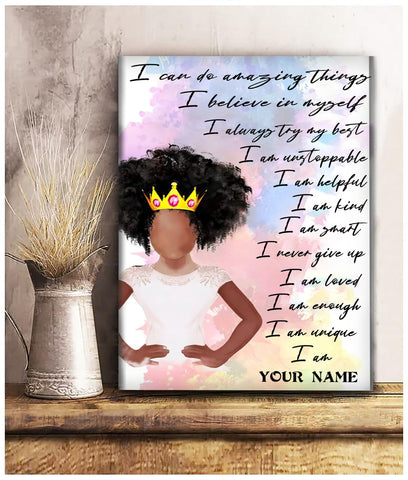 Birthday Gift For Black Girl You Are Beautiful Black Teenage Canvas, Birthday Christmas Anniversary Graduation Gift For Black Girl