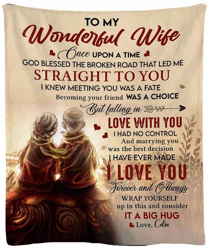 To My Wonderful Wife From Husband Old Couple Personalized Fleece Blanket