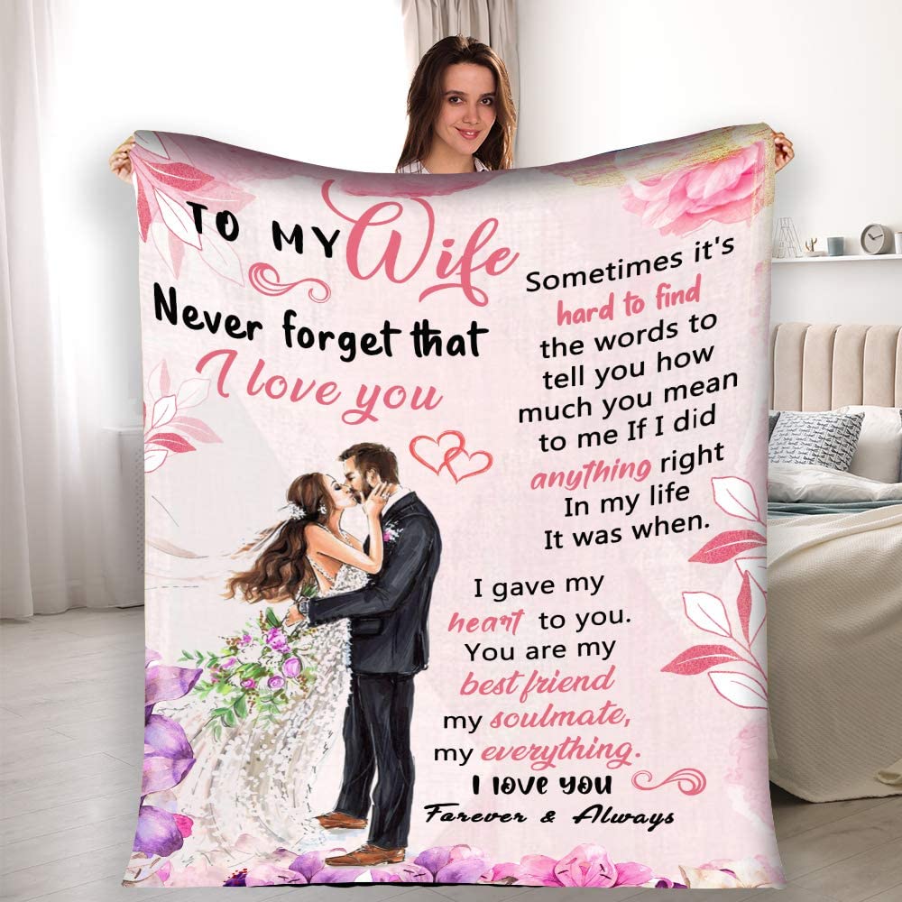 To My Wife Blanket From Husband, Customized Blanket Gift For Wife, Birthday Anniversary Valentine Christmas Gift