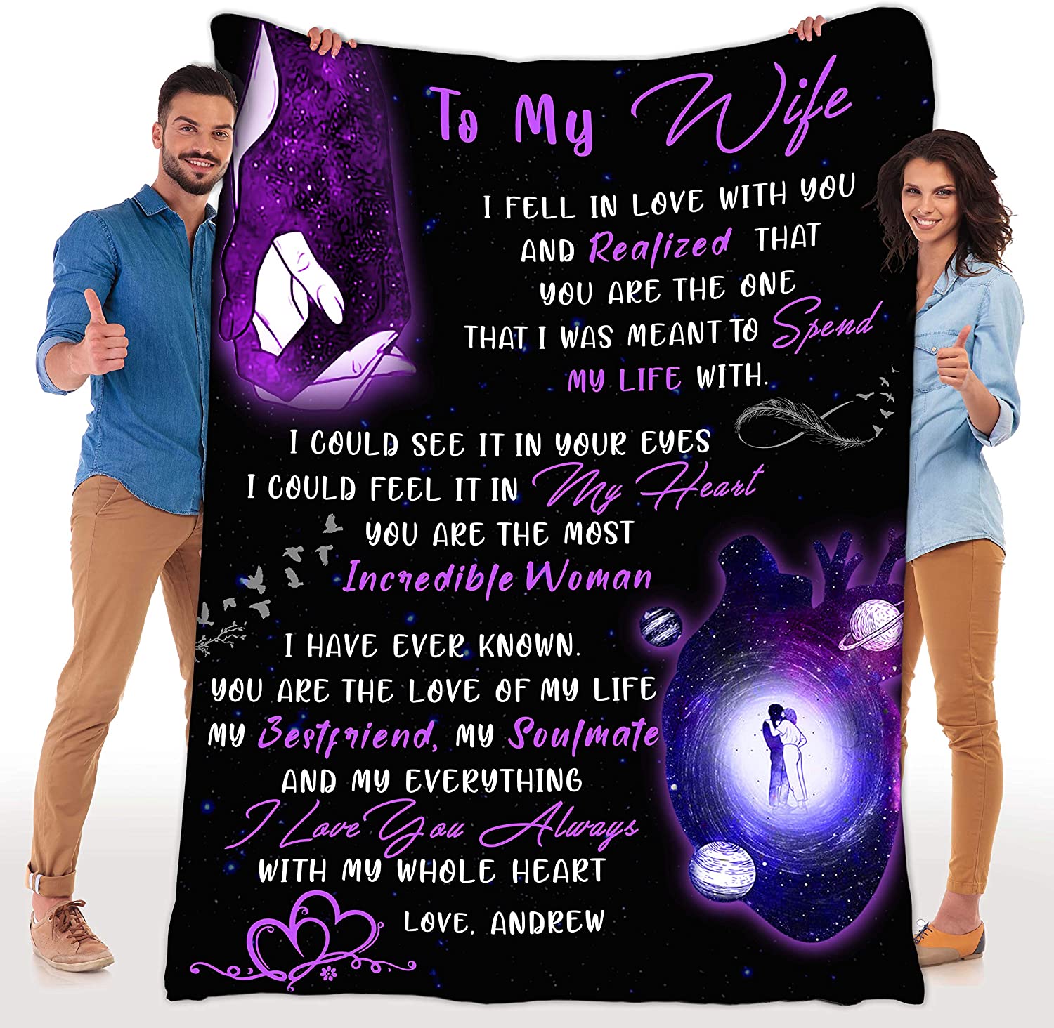 To My Wife - Never Forget That I Love You From Husband, Anniversary Blanket, Gift For Her Wife Birthday Gifts From Husband Romantic Present Valentines Day