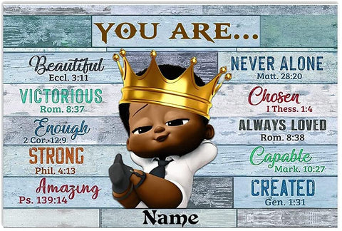 Personalized Black Girl Canvas, Custom Name Canvas, Black Girl You Are Beautiful Black Teenage Canvas