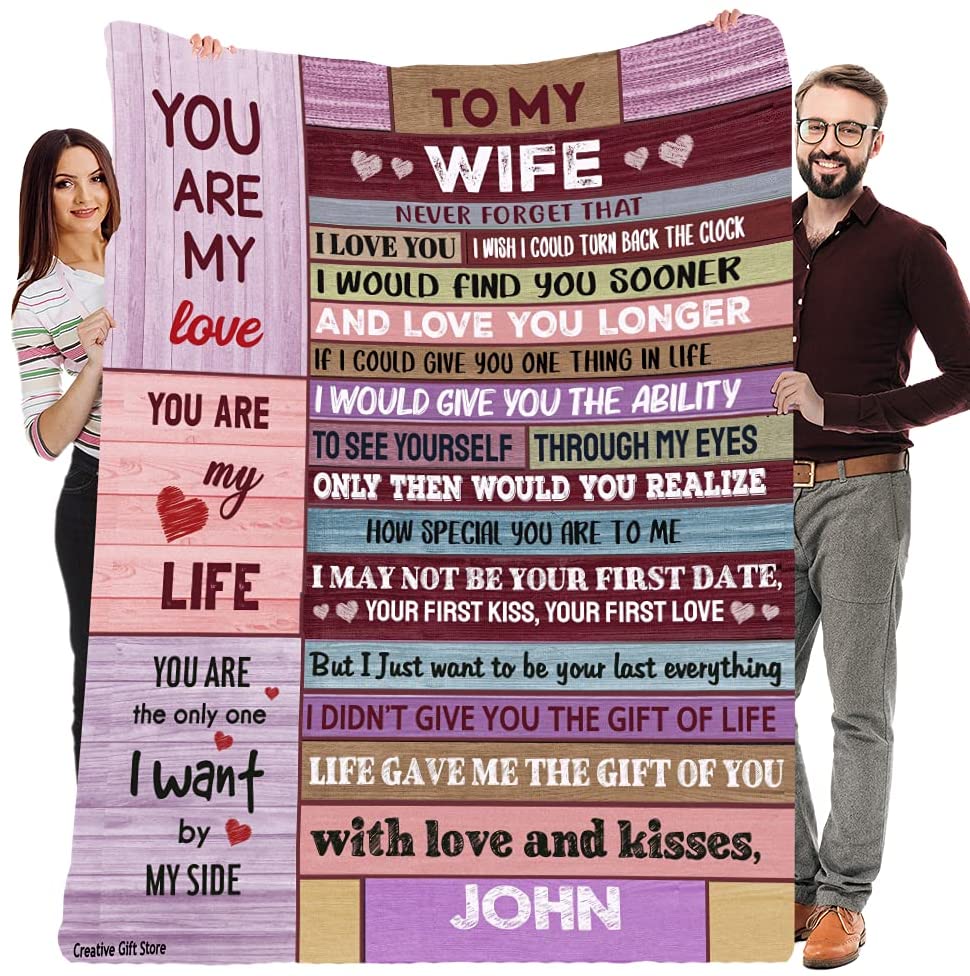 To My Wife Blanket Gifts From Husband Never Forget That I Love You, Throw Blankets Ideas For Birthday Christmas Valentines Mother's Day