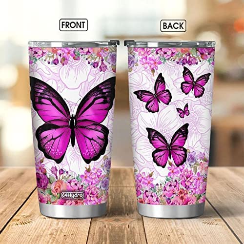 Butterfly Flowers Nature Life Gifts for Mom, Mother, Grandma, Friends, Girlfriend Tumbler Cup with Lid, Double Wall Vacuum Thermos Insulated Travel Coffee Mug - DNM2101010Z