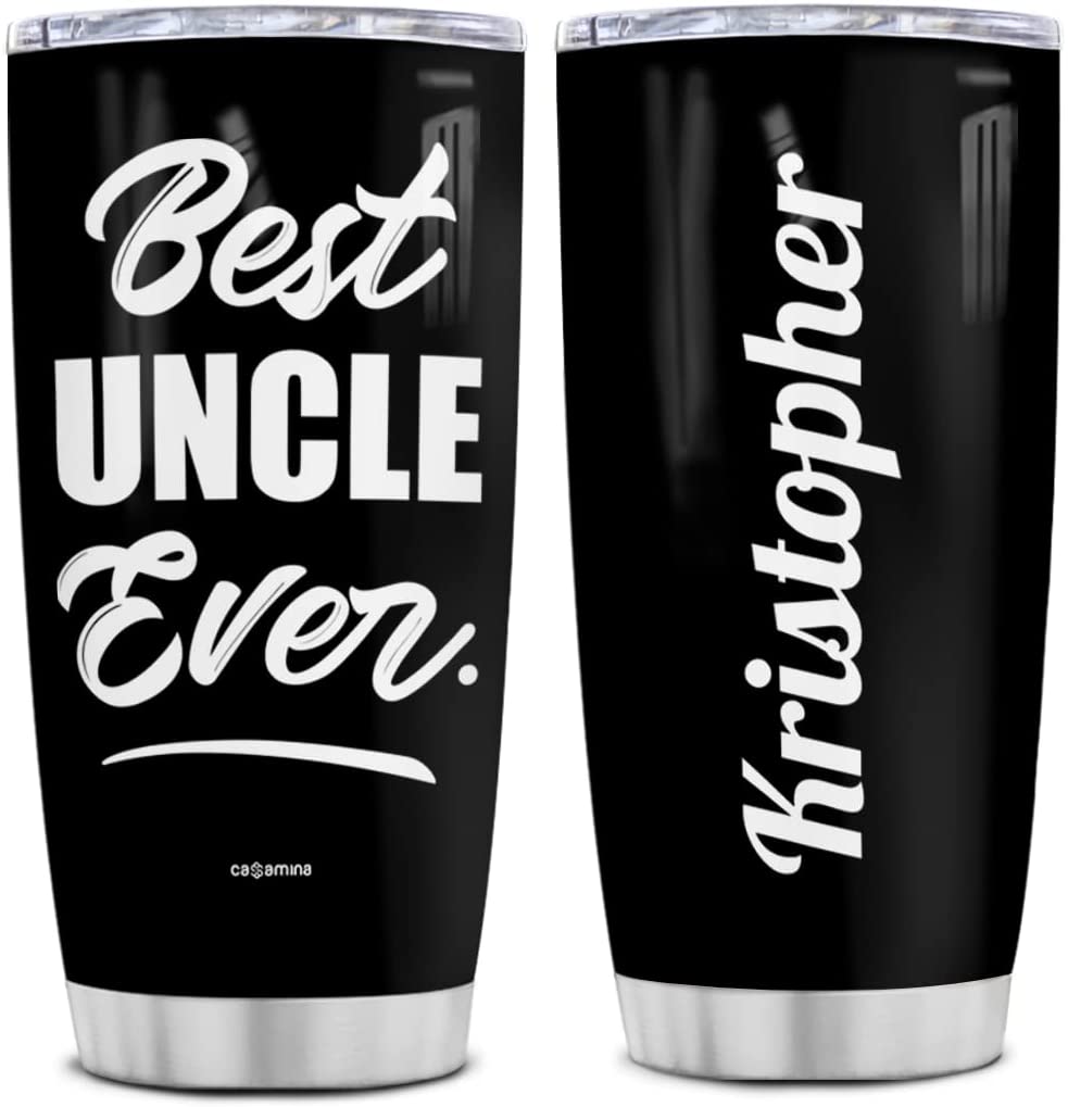 Uncle Tumbler, Best Uncle Ever Tumbler Personalized Uncles Tumblers Stainless Steel Insulated Coffee Travel Mug Cup Birthday Christmas Fathers Day Custom Gifts From Niece Nephew (Black)