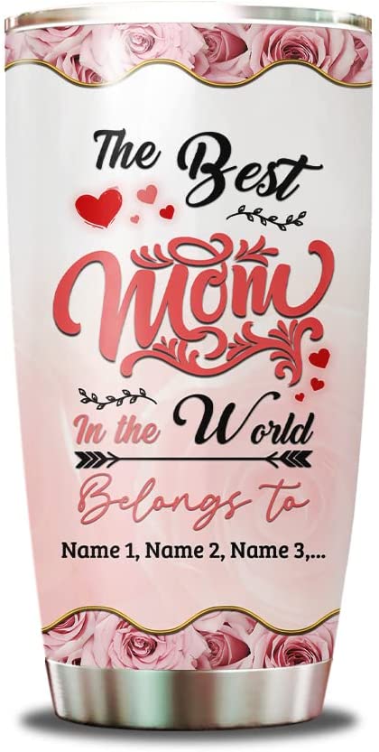 Mom Tumbler, Personalized Best Mom Tumbler Cup With Lid Custom Name 20 Insulated Stainless Steel Tumblers Birthday Christmas Gifts For Moms Mother Mommy Mama Double Walled Vaccum Coffee Travel Mug