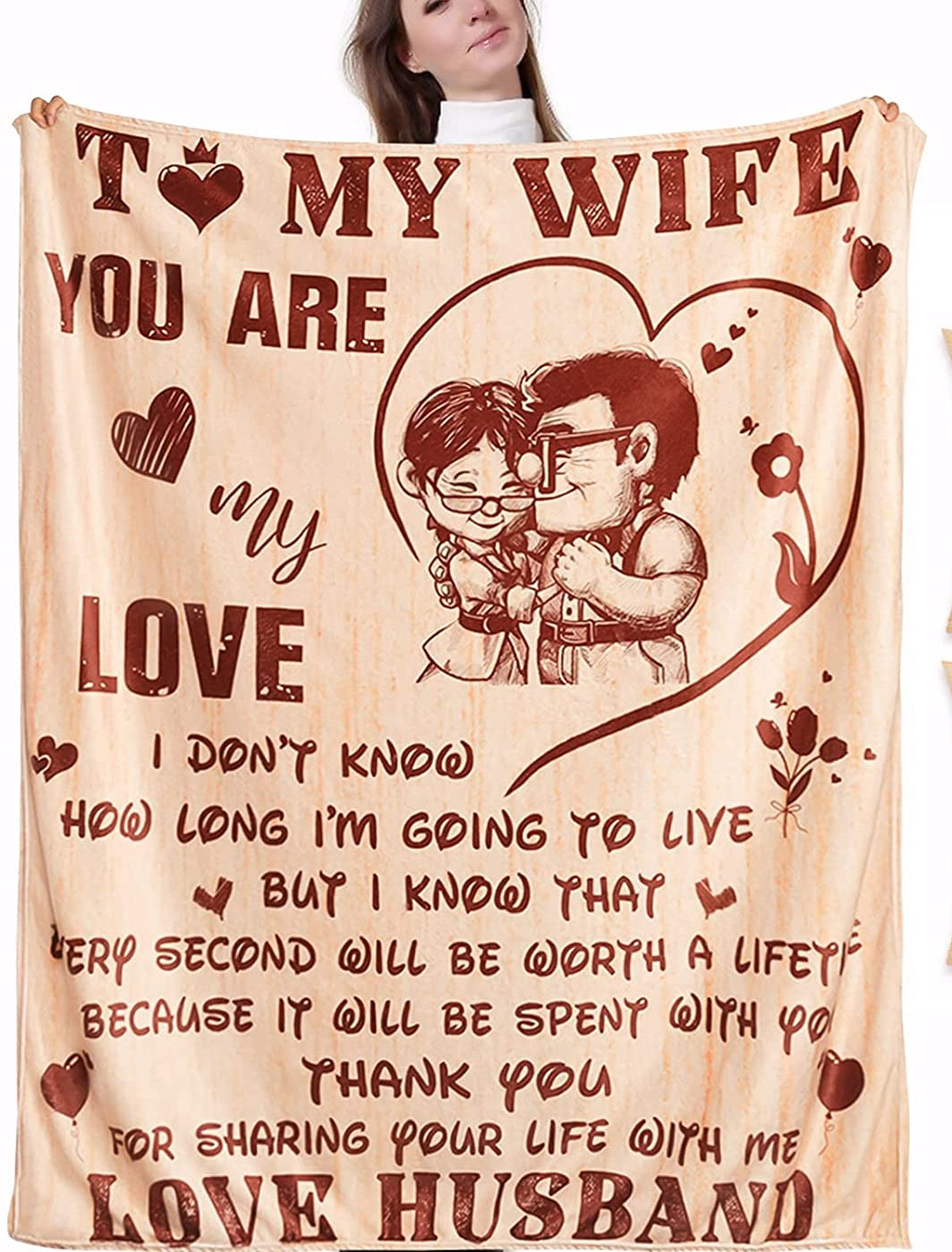 To My Wife Throw Blanket From Husband Valentines Birthday Anniversary Personalization Gift Soft Warm Bed Blanket