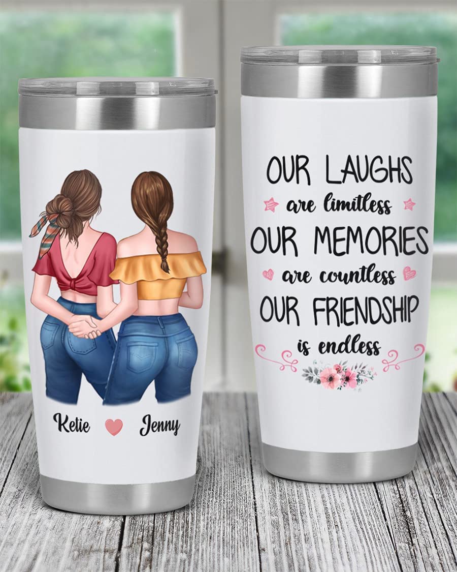 Bestie Gift, Custom Best Friends Tumbler Cup Because of you I laugh, Personalized Bestie Mugs for Bestie, BFF, Long Distance Friendship, Birthday Gifts Friendship Day, Sister Gift from Sister Tumbler