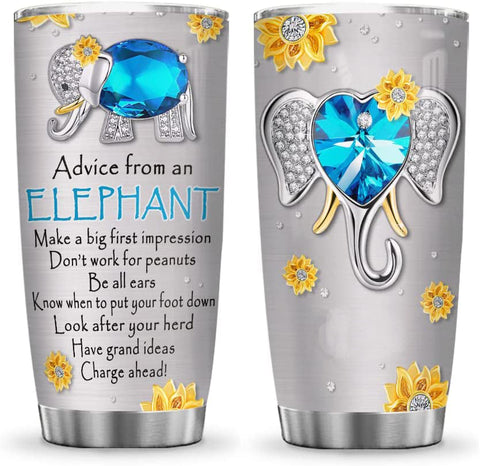 Elephant Advice Tumbler Cup with Lid, Double Wall Vacuum Thermos Insulated Travel Coffee Mug