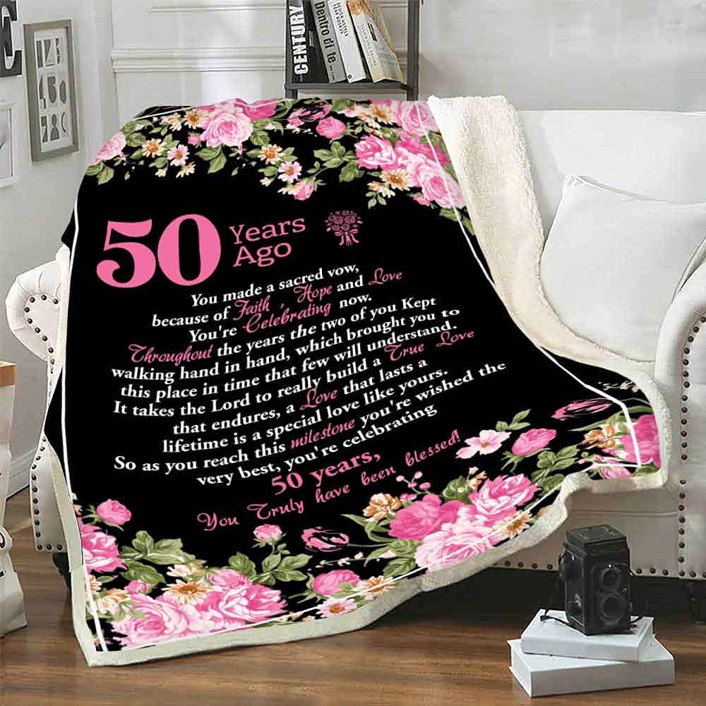 50Th Anniversary Blanket, Love That Last A Lifetime, Customized Couples Blanket, Gift For Him/Her, Custom Wedding Year, Best & Premium Quality, Wedding Gift, Anniversary, Super Soft And Warm Blanket