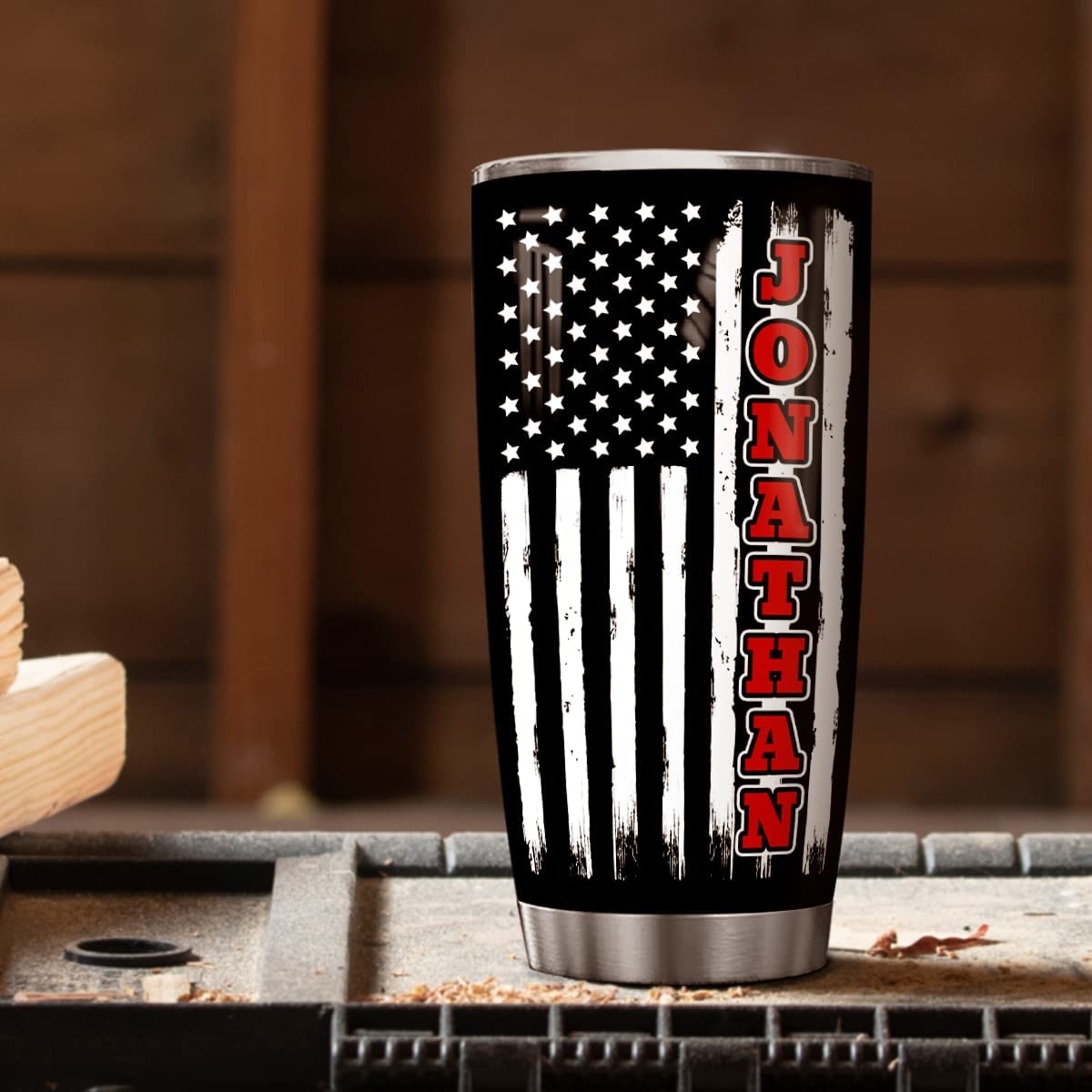 Personalized Flag American Tumbler Stainless Steel Double Wall Vacuum Insulated Tumblers Coffee Travel Mug Cup With Lid USA Birthday Christmas Gifts For Men Women Custom Name