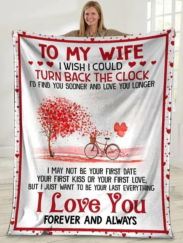 to My Wife Blanket, Birthday Anniversary Valentines Day Gifts for Her for Wife from Husband, Wedding Anniversary Idea for Couple On Holiday