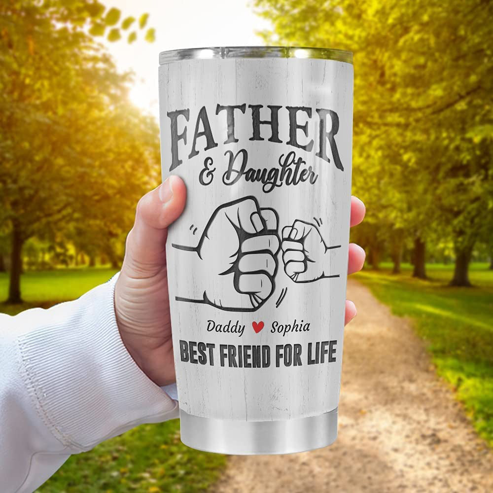 Personalized Father & Daughter Best Friends For Life Dad Stainless Steel Tumbler Double Wall Vacuum Insulated Tumblers Coffee Travel Mug For Birthday Father's Day Christmas for Dads