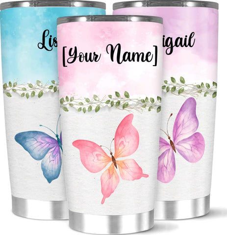 Personalized Tumblers Customized Butterfly Tumbler Name Custom Gifts For Women Girls Besties On Birthday Christmas Insulated Travel Coffee Mug Stainless Steel Cup 20