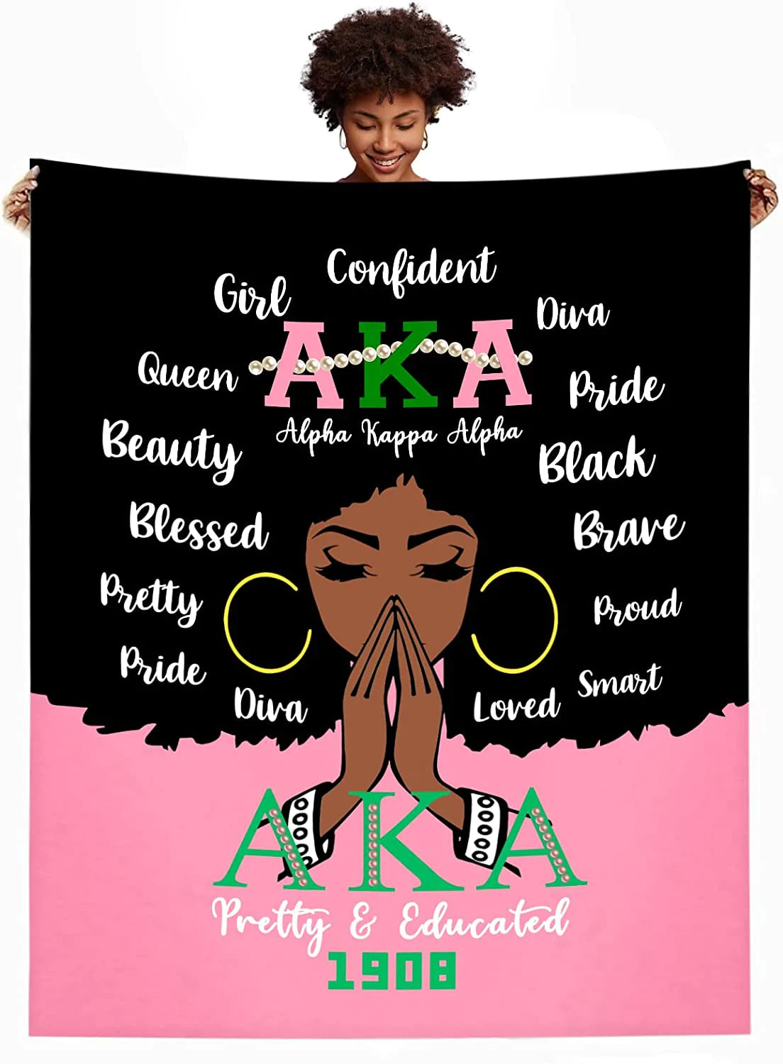 Alpha Kappa Alpha Gifts for Black Girl Women Blanket, Graduated Birthday Valentine Gift For Black Girl Friends Daughter.