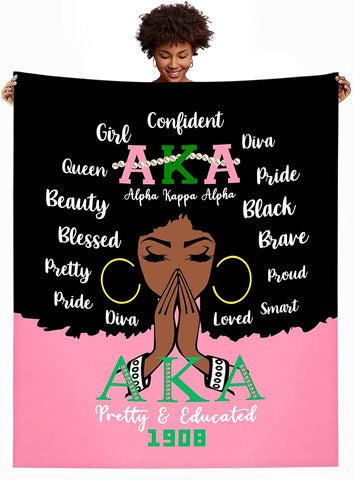 Alpha Kappa Alpha Gifts for Black Girl Women Blanket, Graduated Birthday Valentine Gift For Black Girl Friends Daughter.