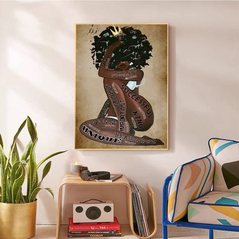 Black Women Wall Art Black Queen Poster Inspirational Pictures Canvas Prints American Woman Wall Art Vintage Poster Wall Art Abstract Artwork Painting