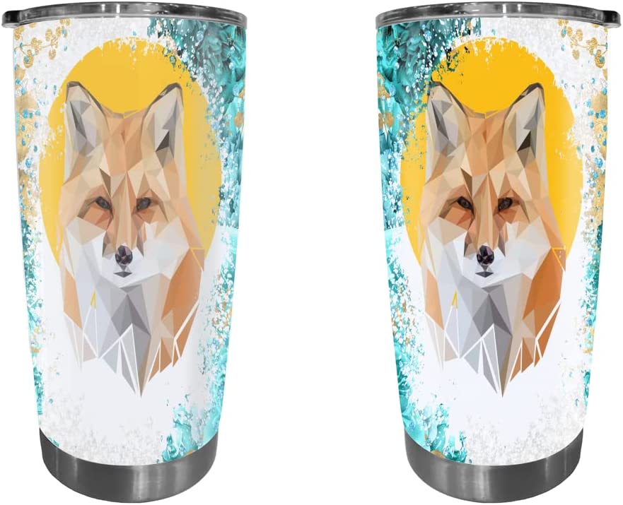 Fox Tumbler, Nursery Animal Fox Tumbler Cup with Lid, Stainless Steel Vacuum Insulated Coffee Tumbler Insulated Travel Mug Water Cup with LeakProof Lid