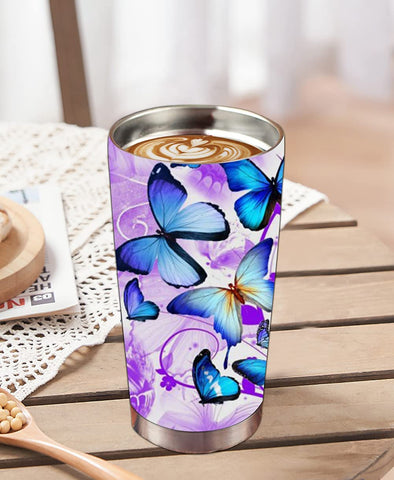 Butterfly Tumbler-Stainless Steel Travel Mug With Lid And Straw ( Butterfly Tumbler )