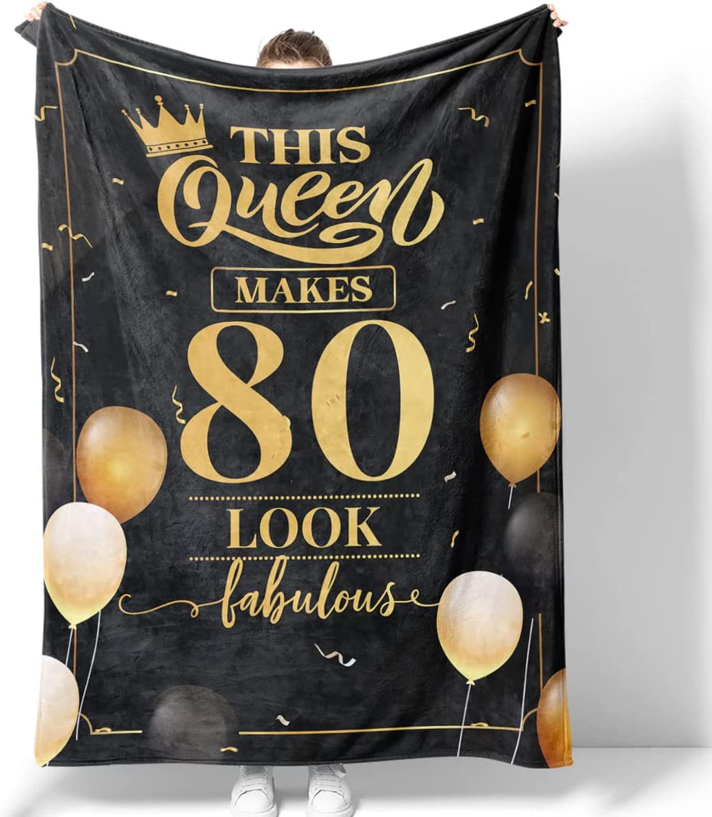 80Th Birthday Blanket This Queen Makes 80 Look Fabulous Present 1942 Anniversary Sherpa Fleece Blankets, Gift Birthday Blanket