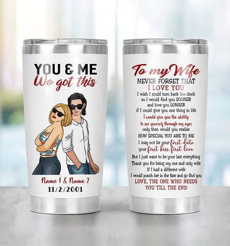 Wife Tumbler, Personalized Couple Tumbler, Gifts For Him, Gifts For Her, Customize Girlfriend Boyfriend Cup