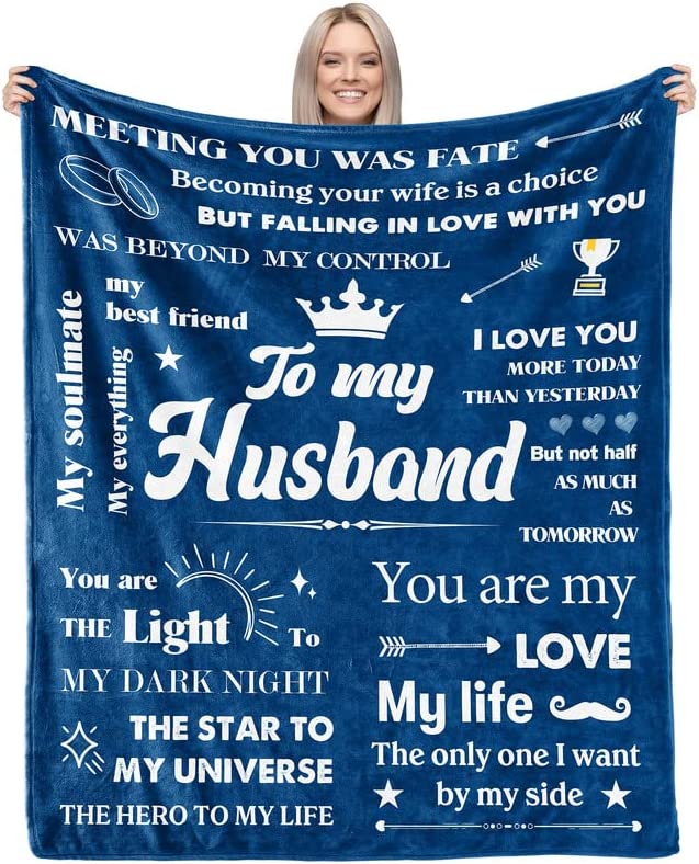 Valentine Birthday Gifts for Husband from Wife, Romantic Husband Birthday Gift from Wife to My Husband Blanket Anniversary Valentines Gifts