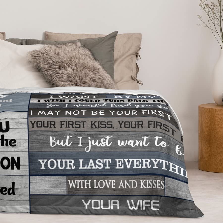 Blanket Gifts for Men/Him/Husband, Valentine Anniversary Wedding Gifts for Him, To My Husband Blanket, Romantic Presents I Love You Gifts Blanket