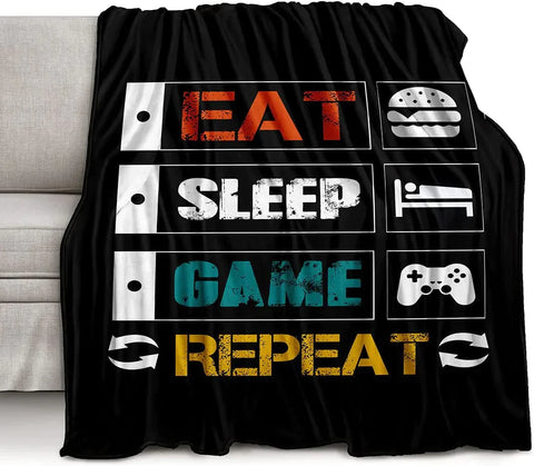 Bedding PS Gaming Throw Blanket Fleece, Gift for Boy PS Eat Sleep Gamer Gift for Couch Sofa for for Kids Boys Teens Video Game