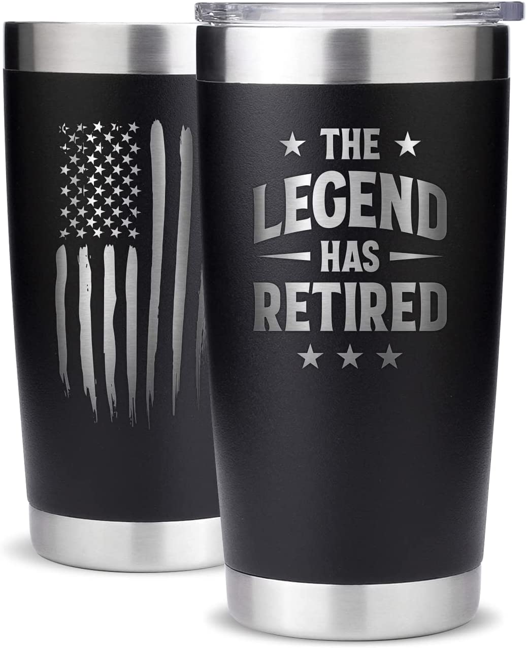 Gifts for Dad - Retirement Gifts for Men – Insulated Tumblers Retirement Ideas for Men – Coworker Leaving Gifts - Modern Engraved Design with US Flag - Retirement Coffee Travel Mug