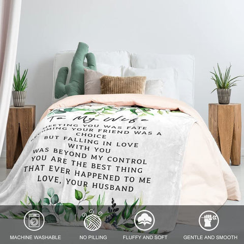 Valentine Birthday Gifts for Wife, Romantic Wife Gifts from Husband to My Wife Flannel Blanket Anniversary Valentines Gifts for Wife from Husband